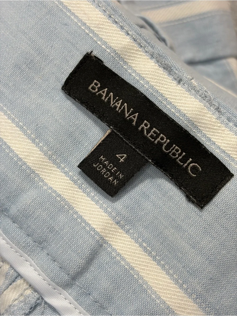 Banana Republic Linen Blend Light Blue Vertical Stripe Chinos 4